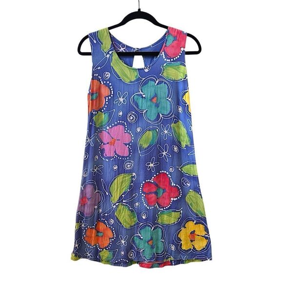 Vintage Jams World Tank Minidress — Floret Blue Print, Made in Hawaii, Rare Sz S - Picture 13 of 14